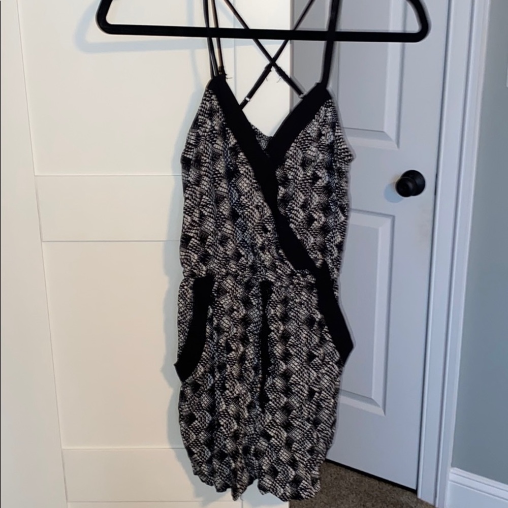 Black and white Romper (w pockets)